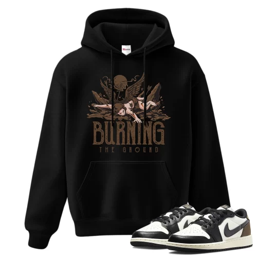 TeeVivo Hoodie Match Air Jordan 1 Retro Low OG Mocha Burning the ground – Air Jordan 1 Hoodie, AJ1 Hoodie
