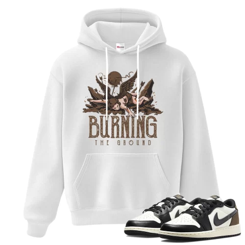 TeeVivo Hoodie Match Air Jordan 1 Retro Low OG Mocha Burning the ground – Air Jordan 1 Hoodie, AJ1 Hoodie