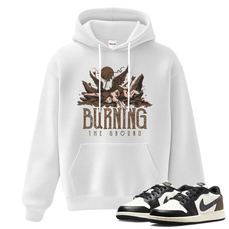 TeeVivo Hoodie Match Air Jordan 1 Retro Low OG Mocha Burning the ground – Air Jordan 1 Hoodie, AJ1 Hoodie