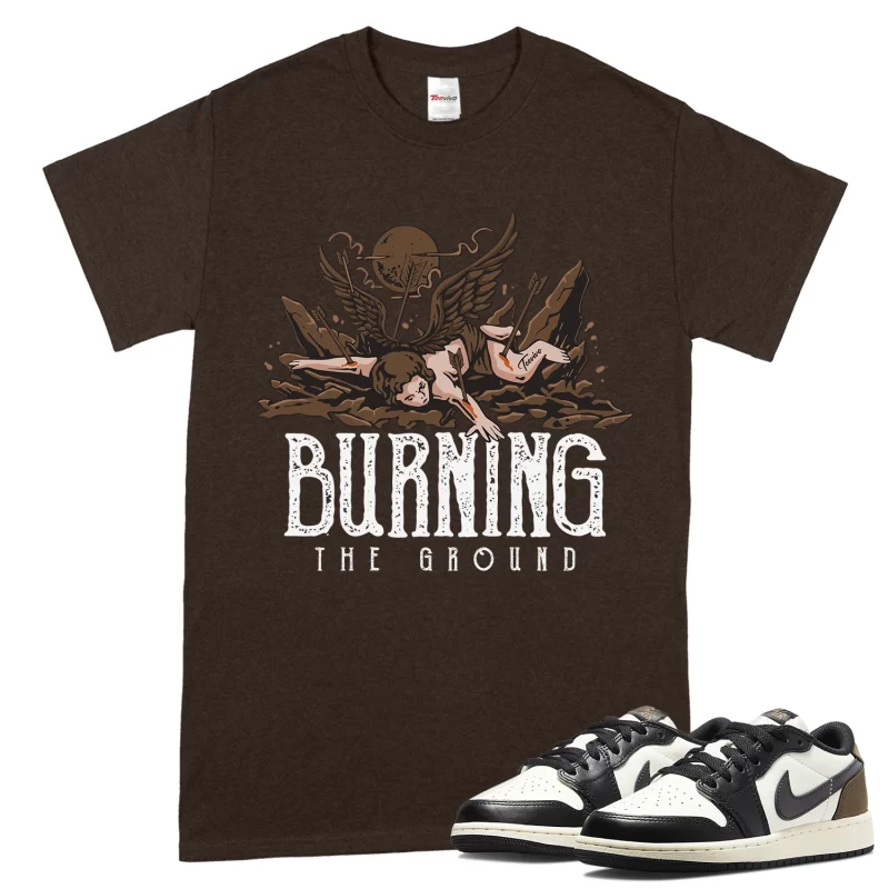 TeeVivo T-Shirt Match Air Jordan 1 Retro Low OG Mocha Burning the ground – Air Jordan 1 Shirt, AJ1 Shirt