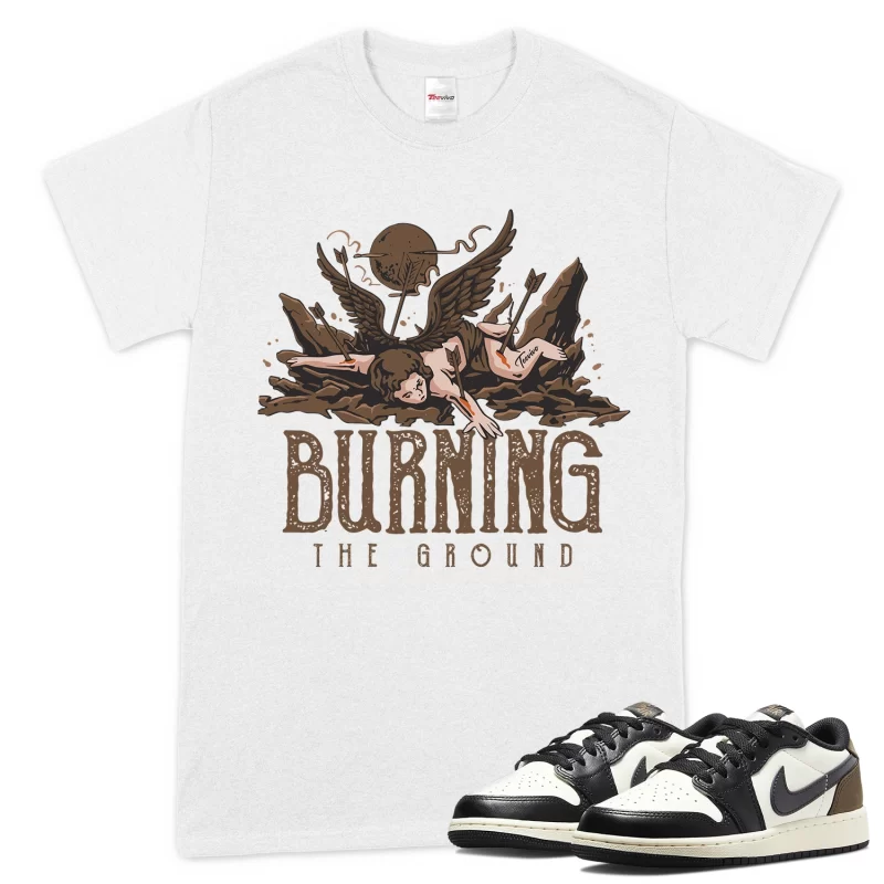 TeeVivo T-Shirt Match Air Jordan 1 Retro Low OG Mocha Burning the ground – Air Jordan 1 Shirt, AJ1 Shirt