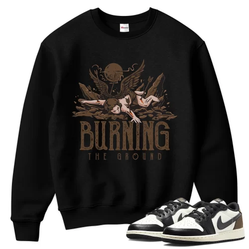 TeeVivo Sweatshirt Match Air Jordan 1 Retro Low OG Mocha Burning the ground – Air Jordan 1 Sweatshirt, AJ1 Sweatshirt