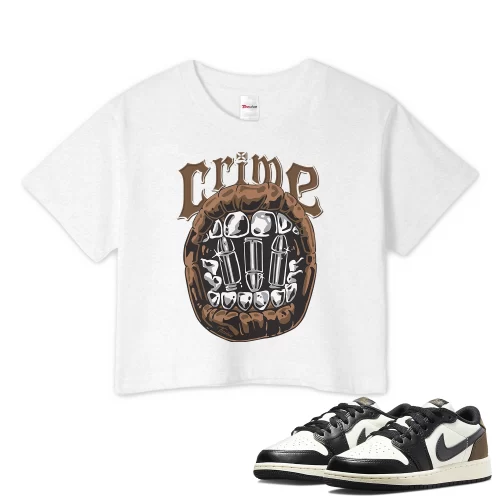 TeeVivo Crop Top Match Air Jordan 1 Retro Low OG Mocha Crime – Air Jordan 1 Crop Top, AJ1 Crop Top