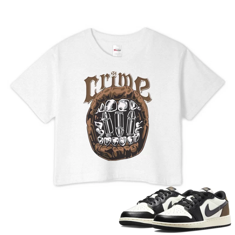 TeeVivo Crop Top Match Air Jordan 1 Retro Low OG Mocha Crime – Air Jordan 1 Crop Top, AJ1 Crop Top