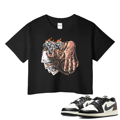 TeeVivo Crop Top Match Air Jordan 1 Retro Low OG Mocha Gambling – Air Jordan 1 Crop Top, AJ1 Crop Top