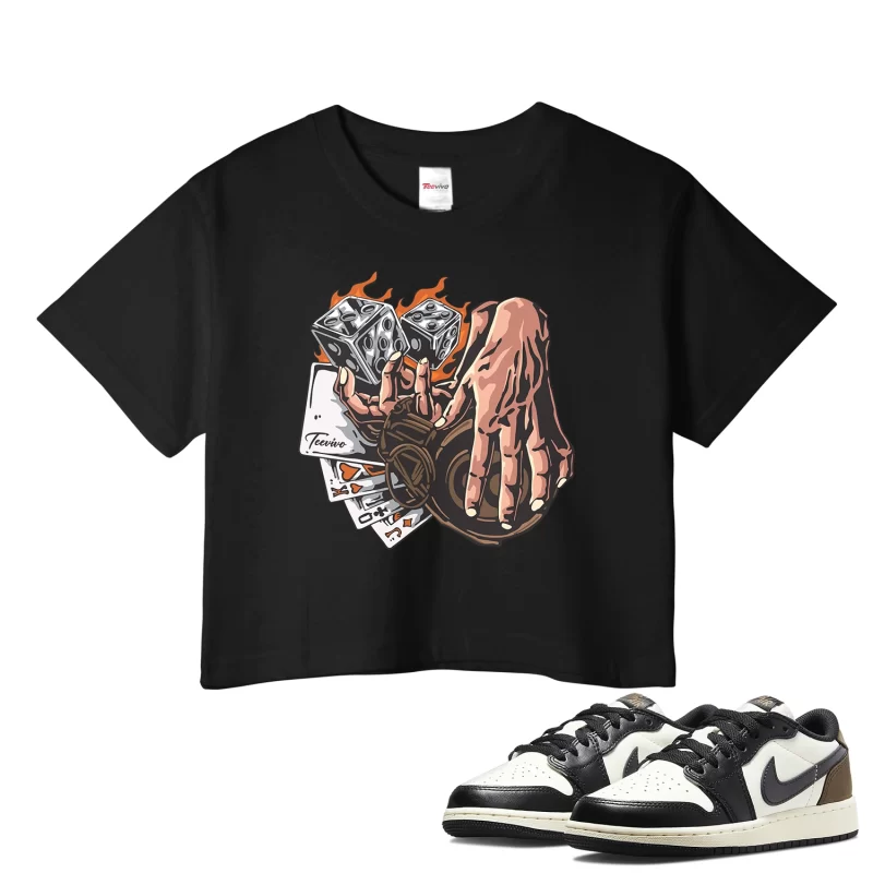 TeeVivo Crop Top Match Air Jordan 1 Retro Low OG Mocha Gambling – Air Jordan 1 Crop Top, AJ1 Crop Top