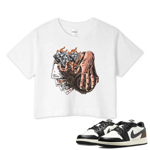 TeeVivo Crop Top Match Air Jordan 1 Retro Low OG Mocha Gambling – Air Jordan 1 Crop Top, AJ1 Crop Top