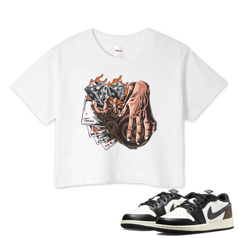 TeeVivo Crop Top Match Air Jordan 1 Retro Low OG Mocha Gambling – Air Jordan 1 Crop Top, AJ1 Crop Top