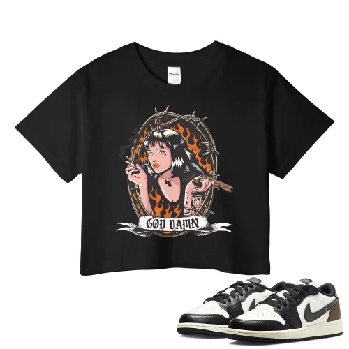 TeeVivo Crop Top Match Air Jordan 1 Retro Low OG Mocha God Daaamn – Air Jordan 1 Crop Top, AJ1 Crop Top