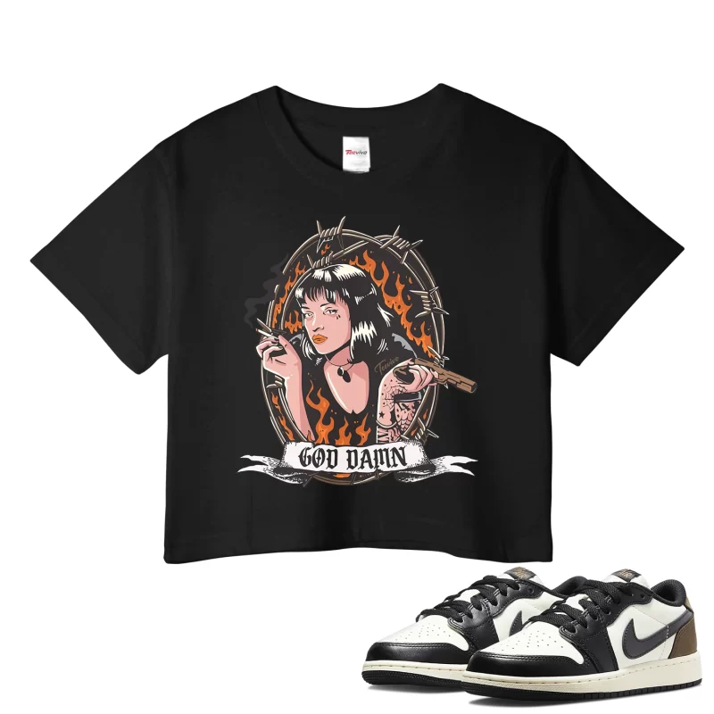 TeeVivo Crop Top Match Air Jordan 1 Retro Low OG Mocha God Daaamn – Air Jordan 1 Crop Top, AJ1 Crop Top