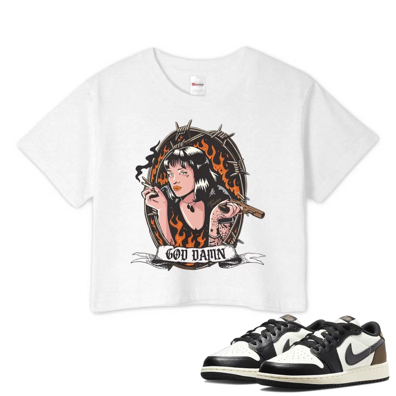 TeeVivo Crop Top Match Air Jordan 1 Retro Low OG Mocha God Daaamn – Air Jordan 1 Crop Top, AJ1 Crop Top