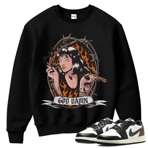 TeeVivo Sweatshirt Match Air Jordan 1 Retro Low OG Mocha God Daaamn – Air Jordan 1 Sweatshirt, AJ1 Sweatshirt