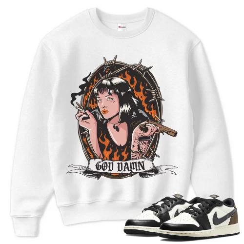 TeeVivo Sweatshirt Match Air Jordan 1 Retro Low OG Mocha God Daaamn – Air Jordan 1 Sweatshirt, AJ1 Sweatshirt