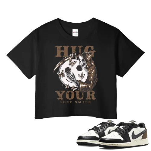 TeeVivo Crop Top Match Air Jordan 1 Retro Low OG Mocha Hug your lost smile – Air Jordan 1 Crop Top, AJ1 Crop Top