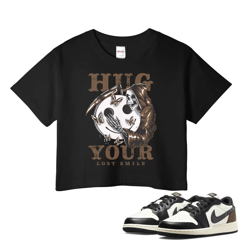 TeeVivo Crop Top Match Air Jordan 1 Retro Low OG Mocha Hug your lost smile – Air Jordan 1 Crop Top, AJ1 Crop Top