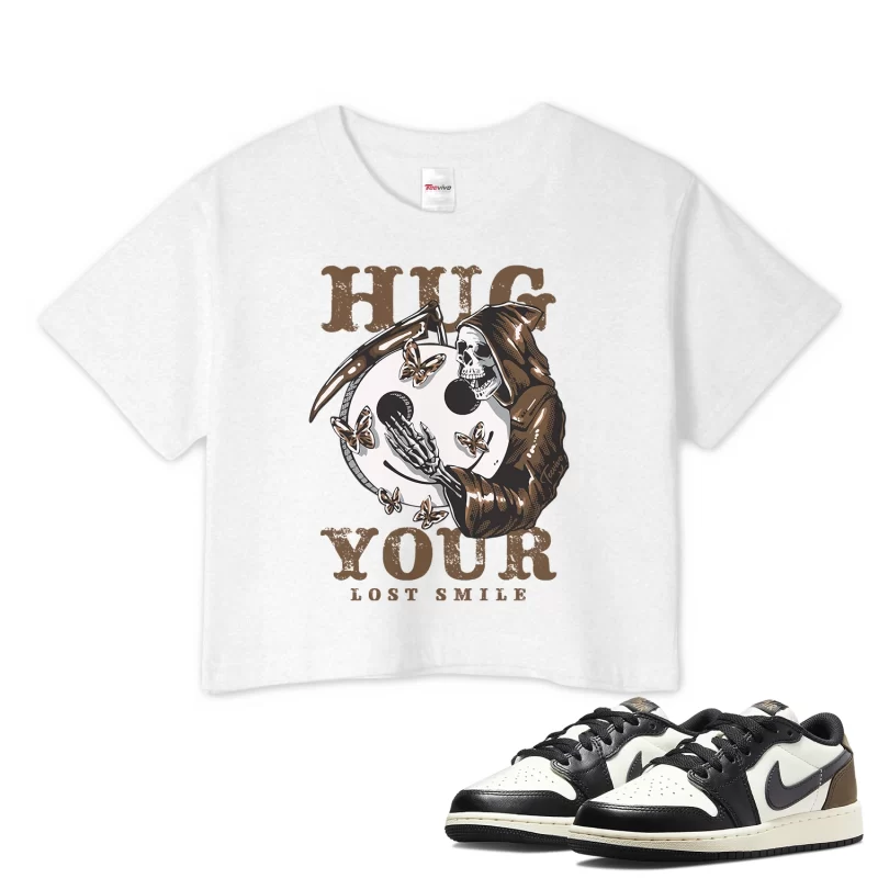 TeeVivo Crop Top Match Air Jordan 1 Retro Low OG Mocha Hug your lost smile – Air Jordan 1 Crop Top, AJ1 Crop Top
