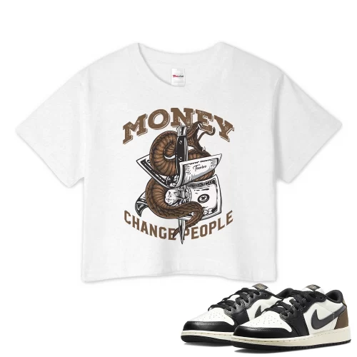 TeeVivo Crop Top Match Air Jordan 1 Retro Low OG Mocha Money change people – Air Jordan 1 Crop Top, AJ1 Crop Top