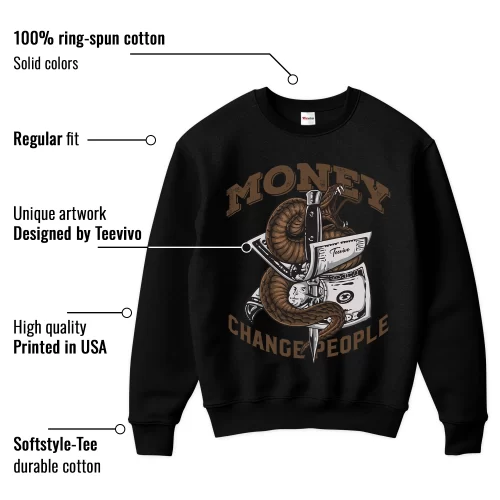 TeeVivo Sweatshirt Match Air Jordan 1 Retro Low OG Mocha Money change people – Air Jordan 1 Sweatshirt, AJ1 Sweatshirt
