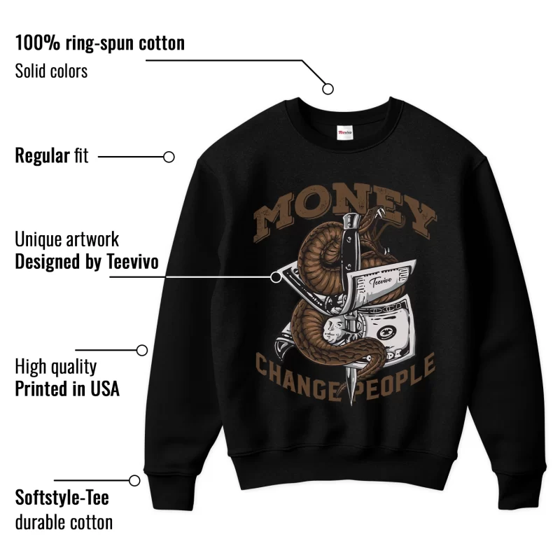 TeeVivo Sweatshirt Match Air Jordan 1 Retro Low OG Mocha Money change people – Air Jordan 1 Sweatshirt, AJ1 Sweatshirt