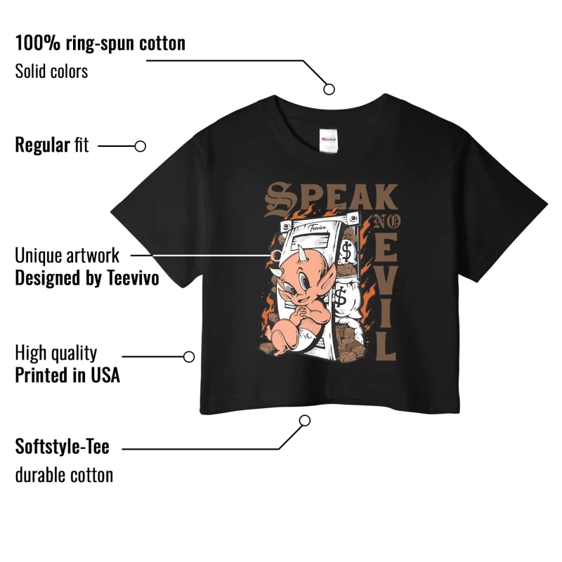 TeeVivo Crop Top Match Air Jordan 1 Retro Low OG Mocha Speak no evil – Air Jordan 1 Crop Top, AJ1 Crop Top
