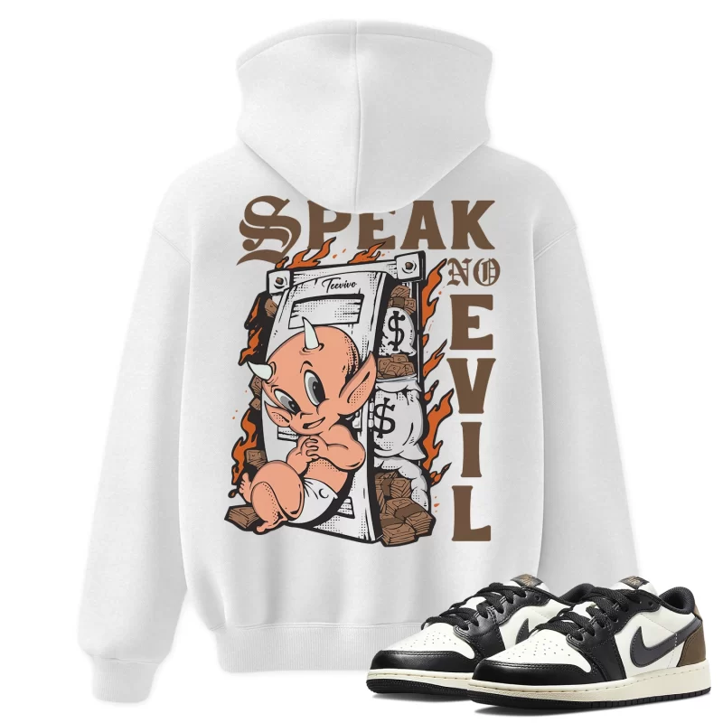 TeeVivo Hoodie Match Air Jordan 1 Retro Low OG Mocha Speak no evil – Air Jordan 1 Hoodie, AJ1 Hoodie