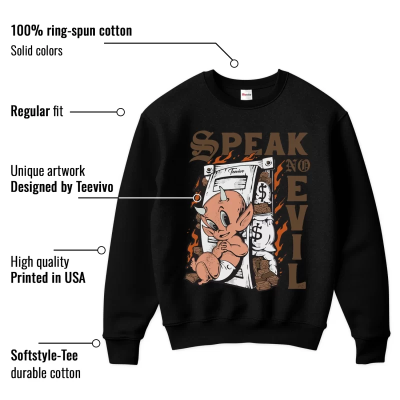 TeeVivo Sweatshirt Match Air Jordan 1 Retro Low OG Mocha Speak no evil – Air Jordan 1 Sweatshirt, AJ1 Sweatshirt