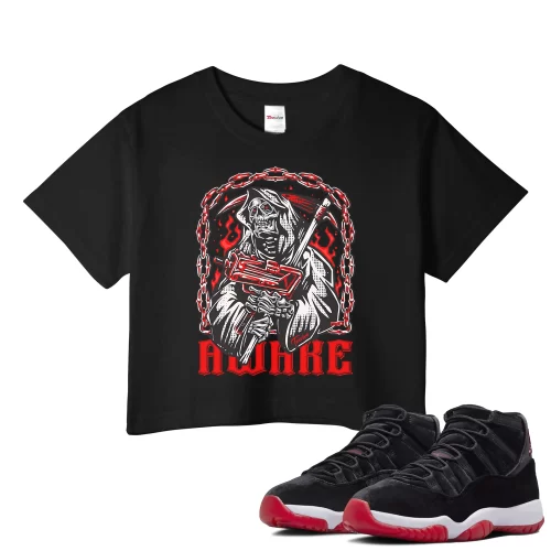 TeeVivo Crop Top Match Air Jordan 11 Retro Bred Velvet Awake – Air Jordan 11 Crop Top, AJ11 Crop Top