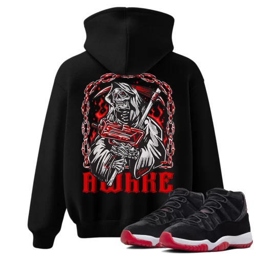 TeeVivo Hoodie Match Air Jordan 11 Retro Bred Velvet Awake – Air Jordan 11 Hoodie, AJ11 Hoodie