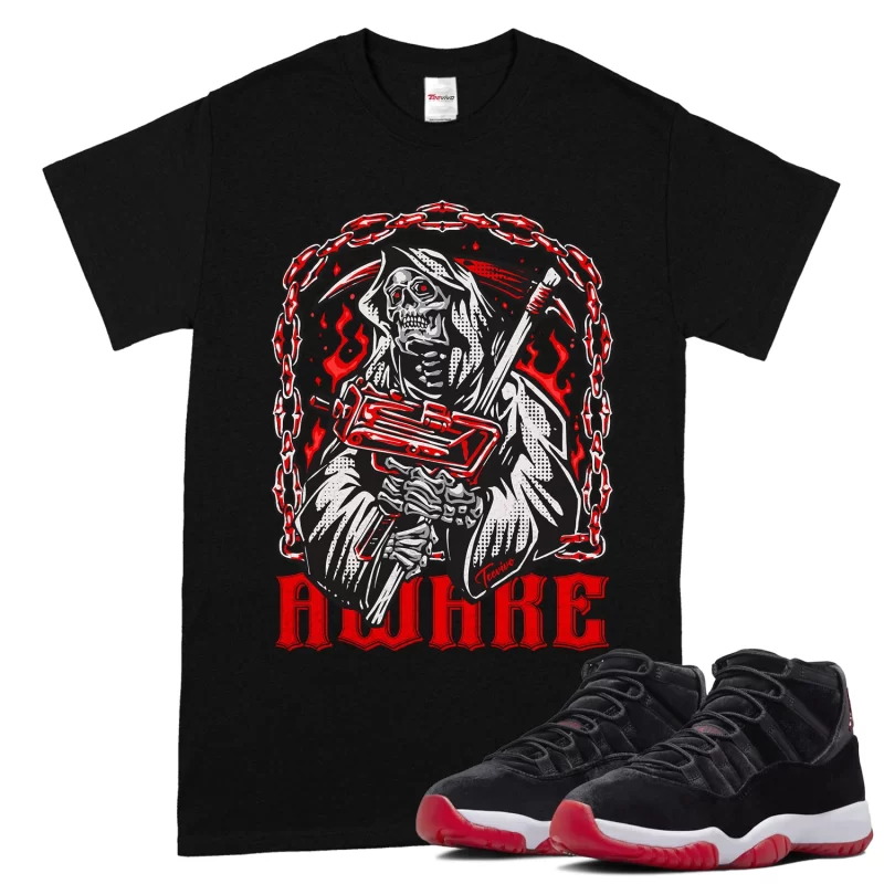 TeeVivo T-Shirt Match Air Jordan 11 Retro Bred Velvet Awake – Air Jordan 11 Shirt, AJ11 Shirt