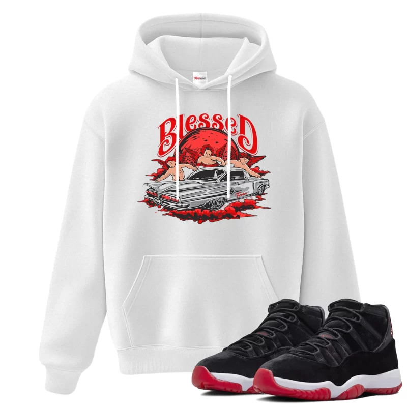 TeeVivo Hoodie Match Air Jordan 11 Retro Bred Velvet Blessed – Air Jordan 11 Hoodie, AJ11 Hoodie