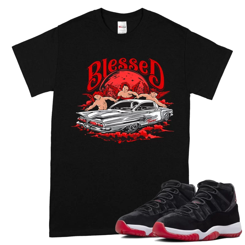 TeeVivo T-Shirt Match Air Jordan 11 Retro Bred Velvet Blessed – Air Jordan 11 Shirt, AJ11 Shirt