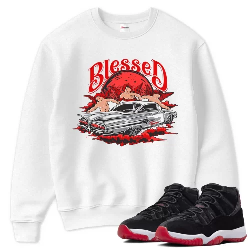 TeeVivo Sweatshirt Match Air Jordan 11 Retro Bred Velvet Blessed – Air Jordan 11 Sweatshirt, AJ11 Sweatshirt