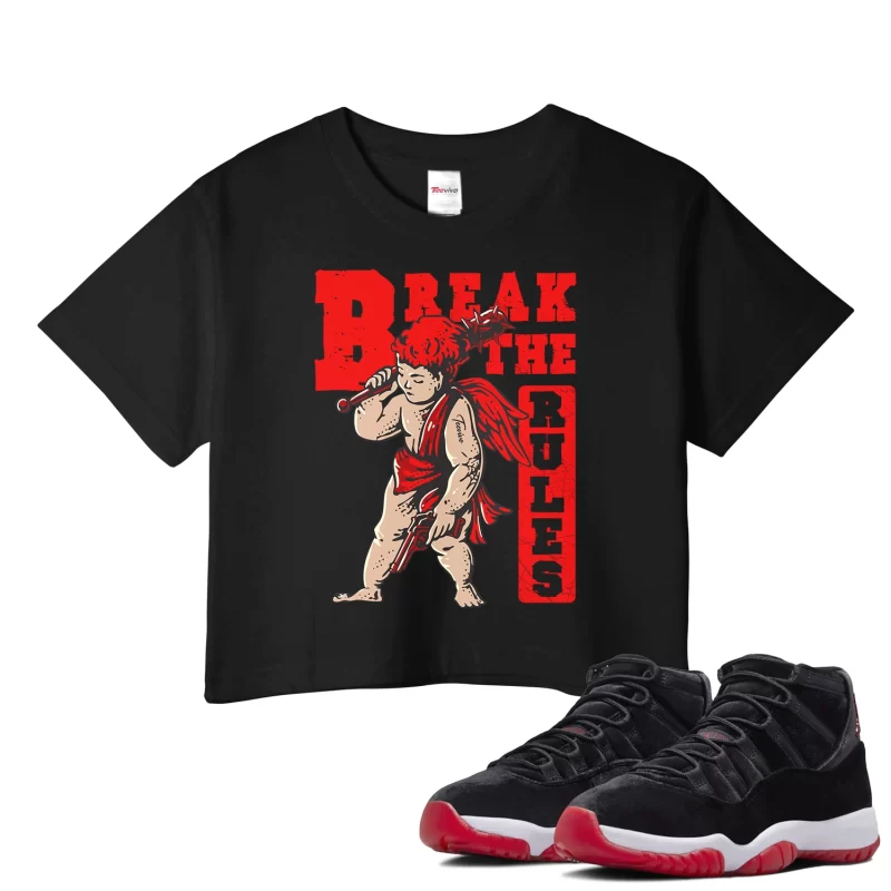 TeeVivo Crop Top Match Air Jordan 11 Retro Bred Velvet Break the rules – Air Jordan 11 Crop Top, AJ11 Crop Top
