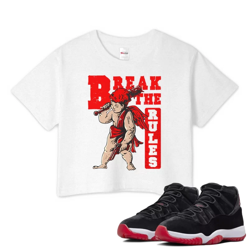 TeeVivo Crop Top Match Air Jordan 11 Retro Bred Velvet Break the rules – Air Jordan 11 Crop Top, AJ11 Crop Top
