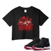 TeeVivo Crop Top Match Air Jordan 11 Retro Bred Velvet Burning the ground – Air Jordan 11 Crop Top, AJ11 Crop Top