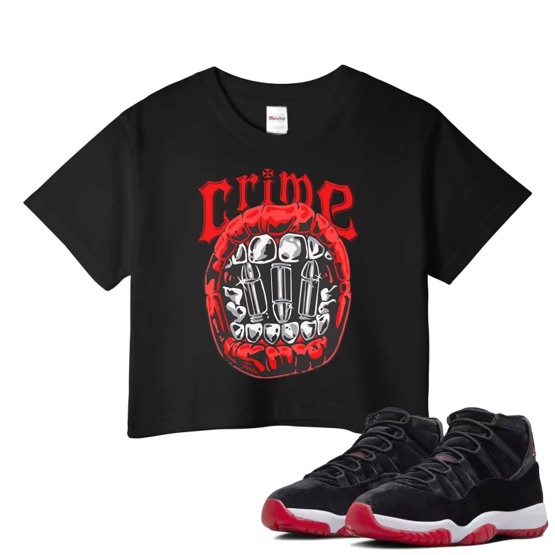 TeeVivo Crop Top Match Air Jordan 11 Retro Bred Velvet Crime – Air Jordan 11 Crop Top, AJ11 Crop Top