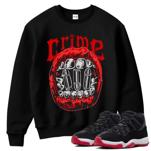 TeeVivo Sweatshirt Match Air Jordan 11 Retro Bred Velvet Crime – Air Jordan 11 Sweatshirt, AJ11 Sweatshirt