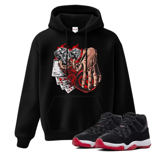 TeeVivo Hoodie Match Air Jordan 11 Retro Bred Velvet Gambling – Air Jordan 11 Hoodie, AJ11 Hoodie