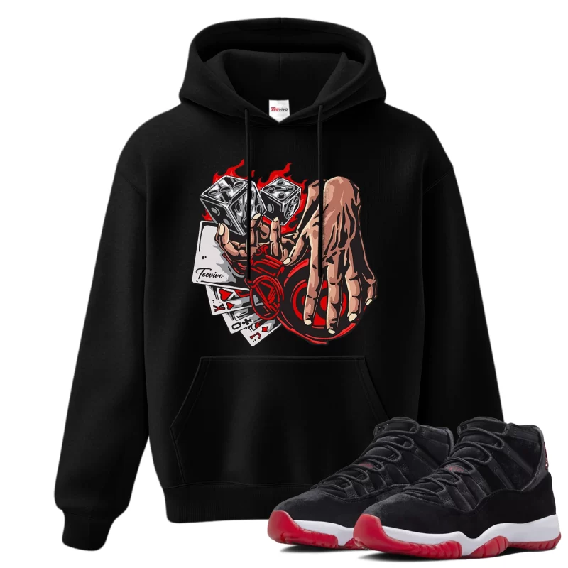 TeeVivo Hoodie Match Air Jordan 11 Retro Bred Velvet Gambling – Air Jordan 11 Hoodie, AJ11 Hoodie