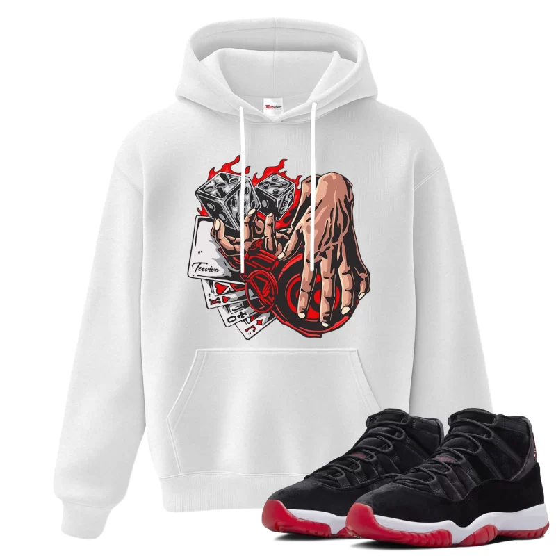 TeeVivo Hoodie Match Air Jordan 11 Retro Bred Velvet Gambling – Air Jordan 11 Hoodie, AJ11 Hoodie