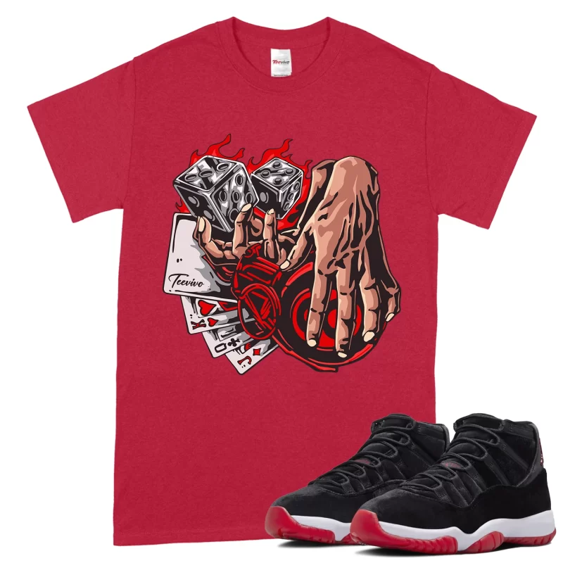TeeVivo T-Shirt Match Air Jordan 11 Retro Bred Velvet Gambling – Air Jordan 11 Shirt, AJ11 Shirt