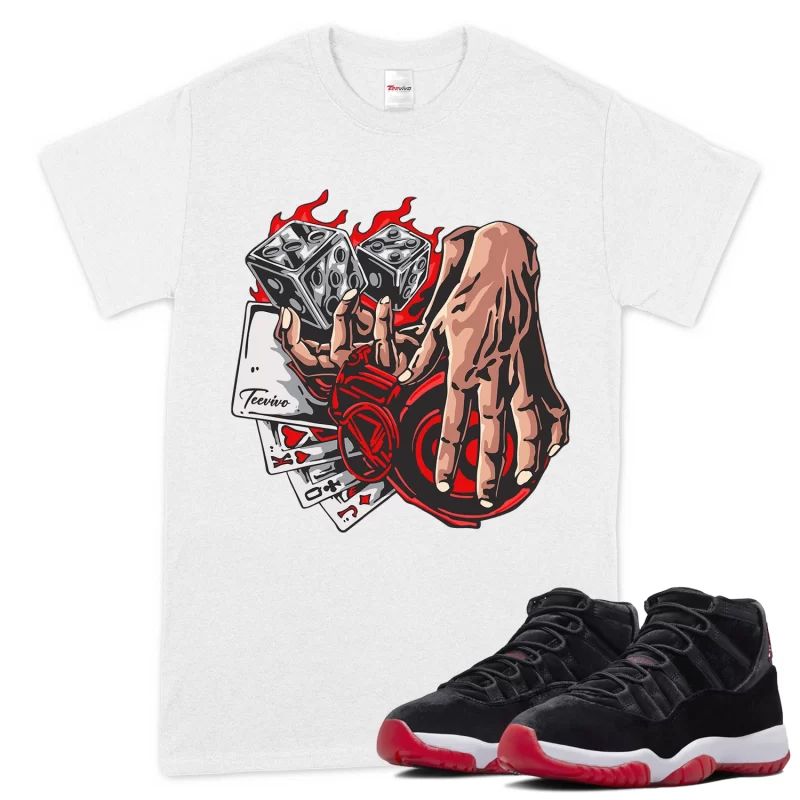 TeeVivo T-Shirt Match Air Jordan 11 Retro Bred Velvet Gambling – Air Jordan 11 Shirt, AJ11 Shirt