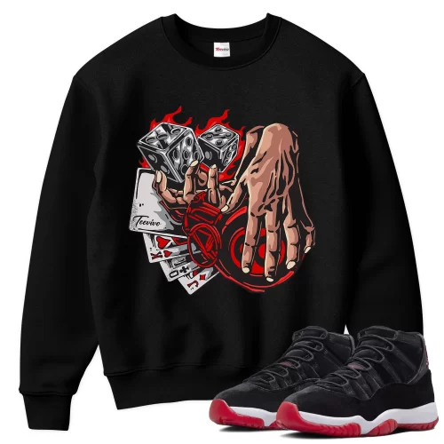 TeeVivo Sweatshirt Match Air Jordan 11 Retro Bred Velvet Gambling – Air Jordan 11 Sweatshirt, AJ11 Sweatshirt