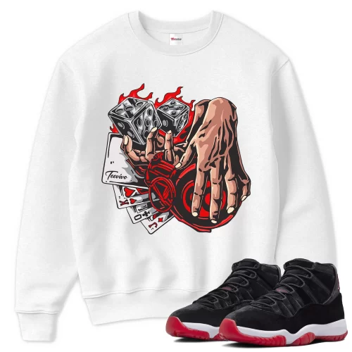TeeVivo Sweatshirt Match Air Jordan 11 Retro Bred Velvet Gambling – Air Jordan 11 Sweatshirt, AJ11 Sweatshirt