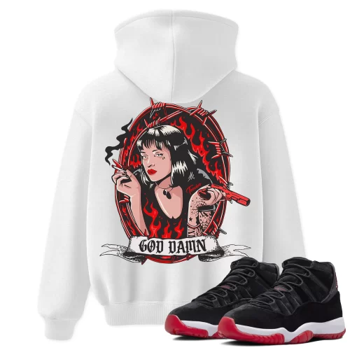 TeeVivo Hoodie Match Air Jordan 11 Retro Bred Velvet God Daaamn – Air Jordan 11 Hoodie, AJ11 Hoodie