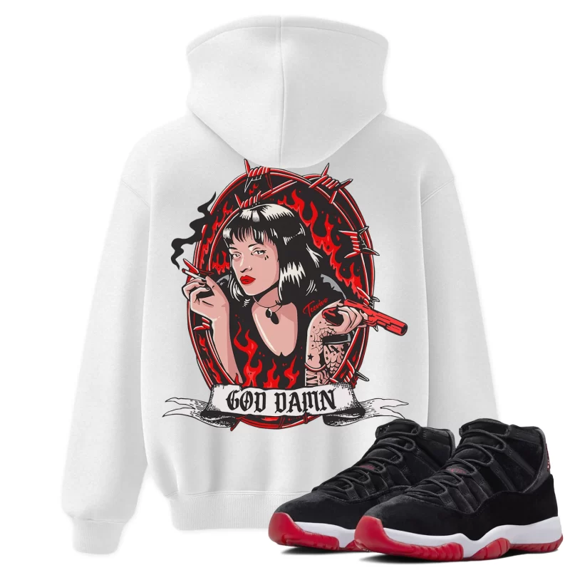 TeeVivo Hoodie Match Air Jordan 11 Retro Bred Velvet God Daaamn – Air Jordan 11 Hoodie, AJ11 Hoodie