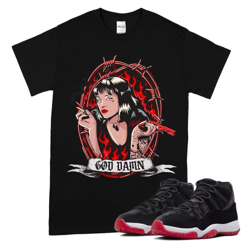 TeeVivo T-Shirt Match Air Jordan 11 Retro Bred Velvet God Daaamn – Air Jordan 11 Shirt, AJ11 Shirt