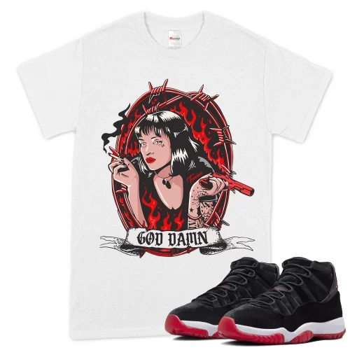 TeeVivo T-Shirt Match Air Jordan 11 Retro Bred Velvet God Daaamn – Air Jordan 11 Shirt, AJ11 Shirt