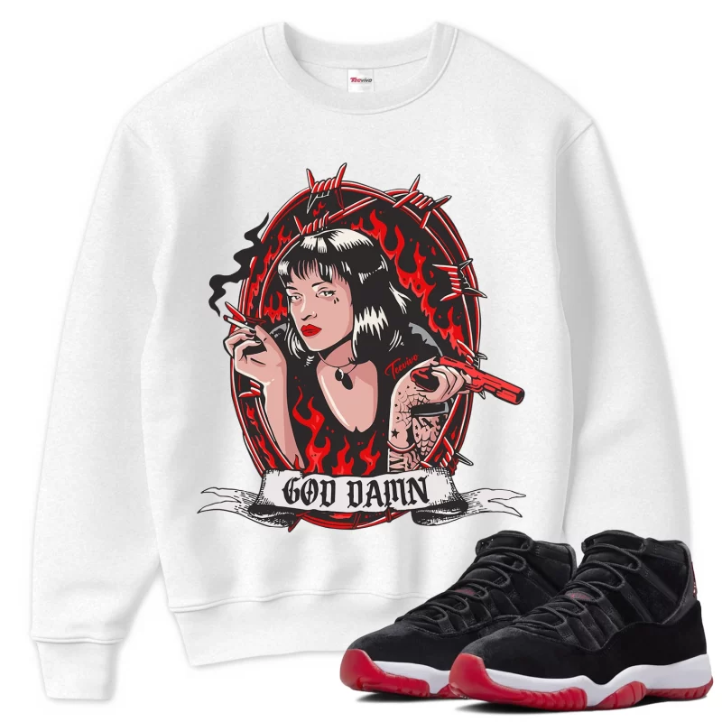 TeeVivo Sweatshirt Match Air Jordan 11 Retro Bred Velvet God Daaamn – Air Jordan 11 Sweatshirt, AJ11 Sweatshirt