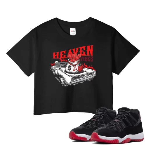 TeeVivo Crop Top Match Air Jordan 11 Retro Bred Velvet Heaven vibes – Air Jordan 11 Crop Top, AJ11 Crop Top